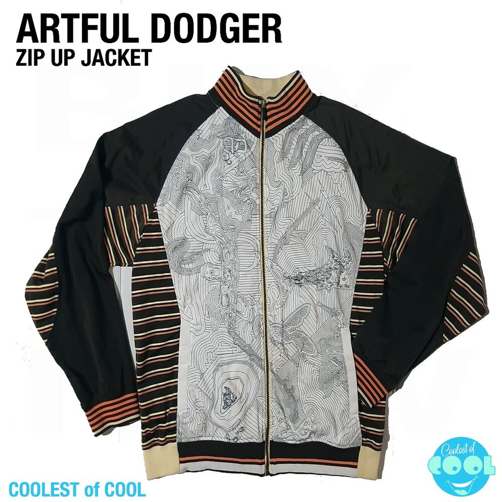 Rare Artful Dodger Jacket size XL Fighting Irons embroidered line art Y2K 00s